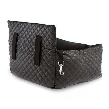 CAR SEAT QUILTED BLACK VEGAN LEATHER - SMALL