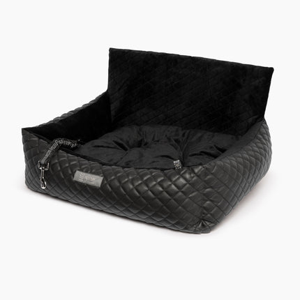 CAR SEAT QUILTED BLACK VEGAN LEATHER - LARGE